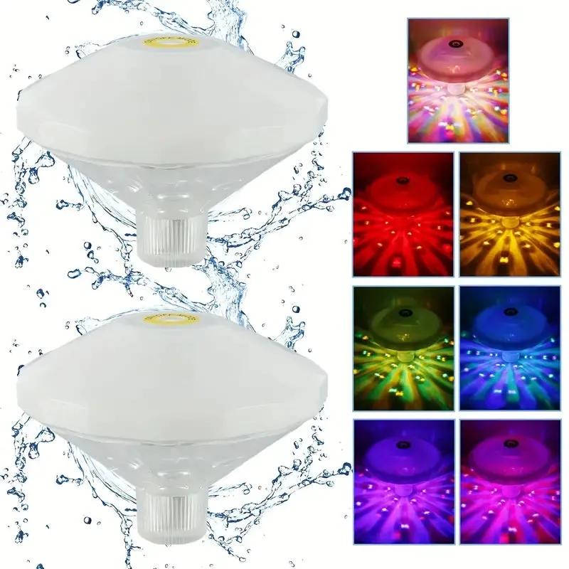 2-Pack: LED Color Changing Floating Pool Lights with 8 Modes Lighting