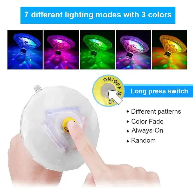 2-Pack: LED Color Changing Floating Pool Lights with 8 Modes Lighting