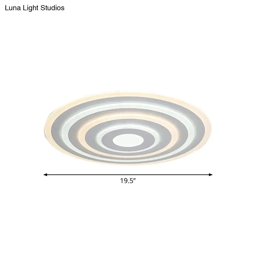 20"/24"/40" Acrylic Ripple Flush Mount LED Ceiling Light in Simplicity White - Warm/White Light