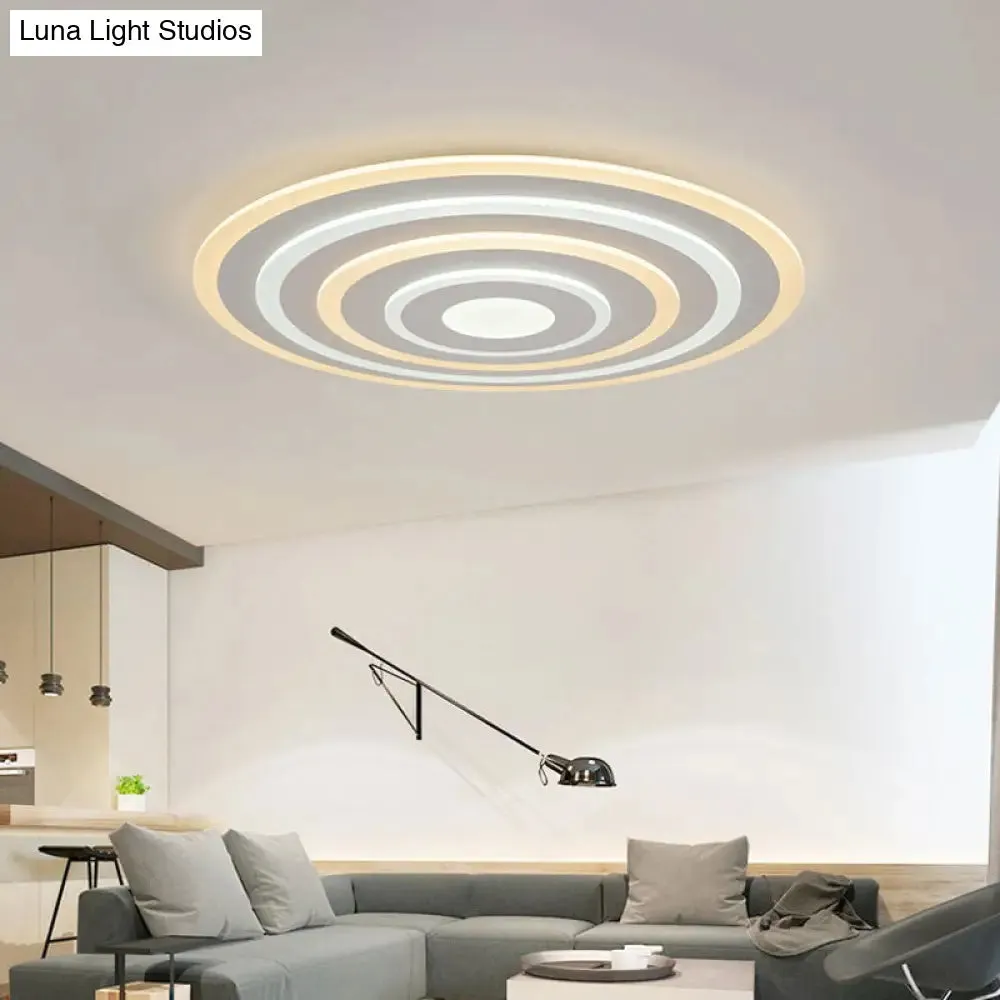 20"/24"/40" Acrylic Ripple Flush Mount LED Ceiling Light in Simplicity White - Warm/White Light