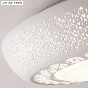 23"/35" W Flush Mount LED Ceiling Light: Simple Cutout Design, Acrylic, White, Bedroom Lighting in White/3 Color Light Options
