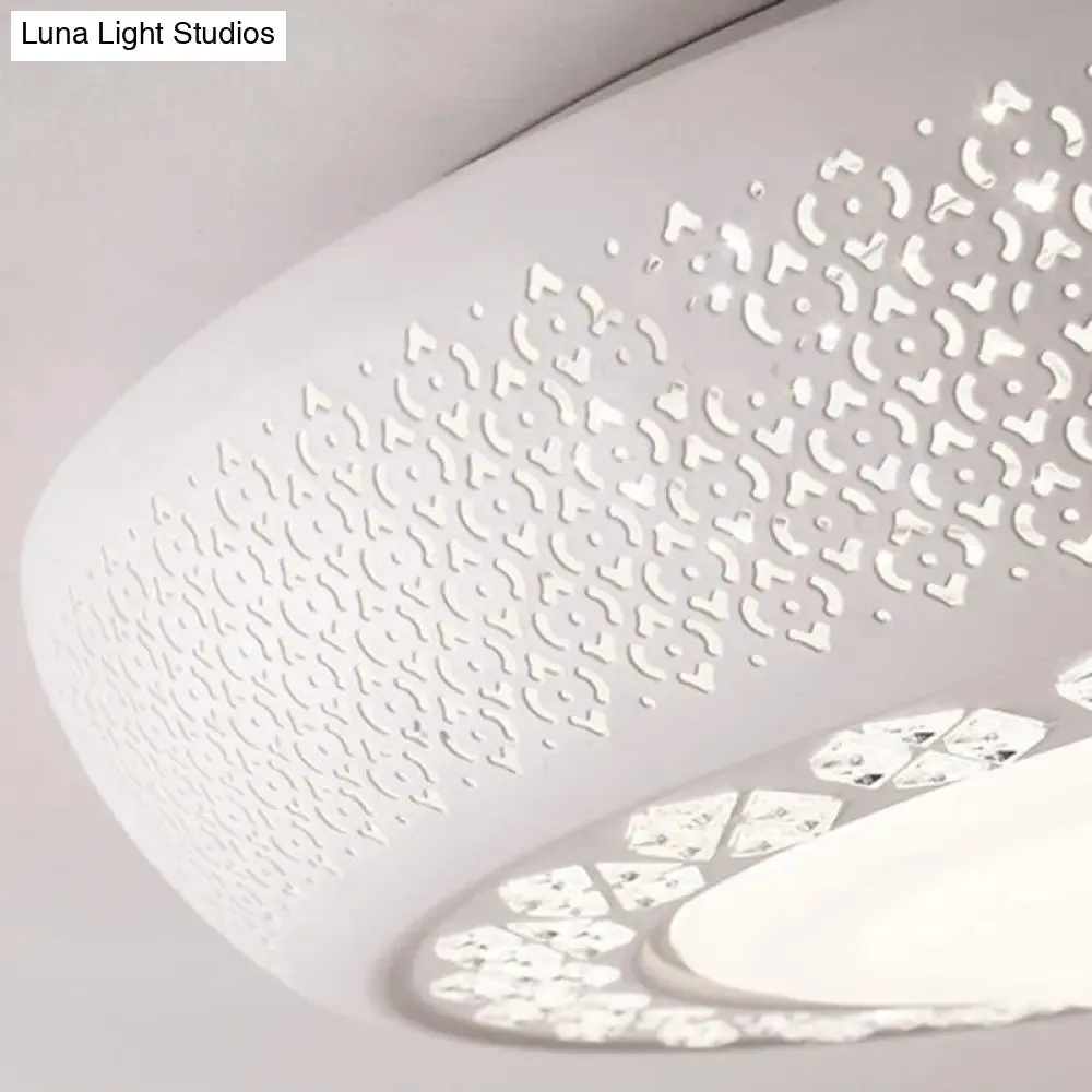 23"/35" W Flush Mount LED Ceiling Light: Simple Cutout Design, Acrylic, White, Bedroom Lighting in White/3 Color Light Options