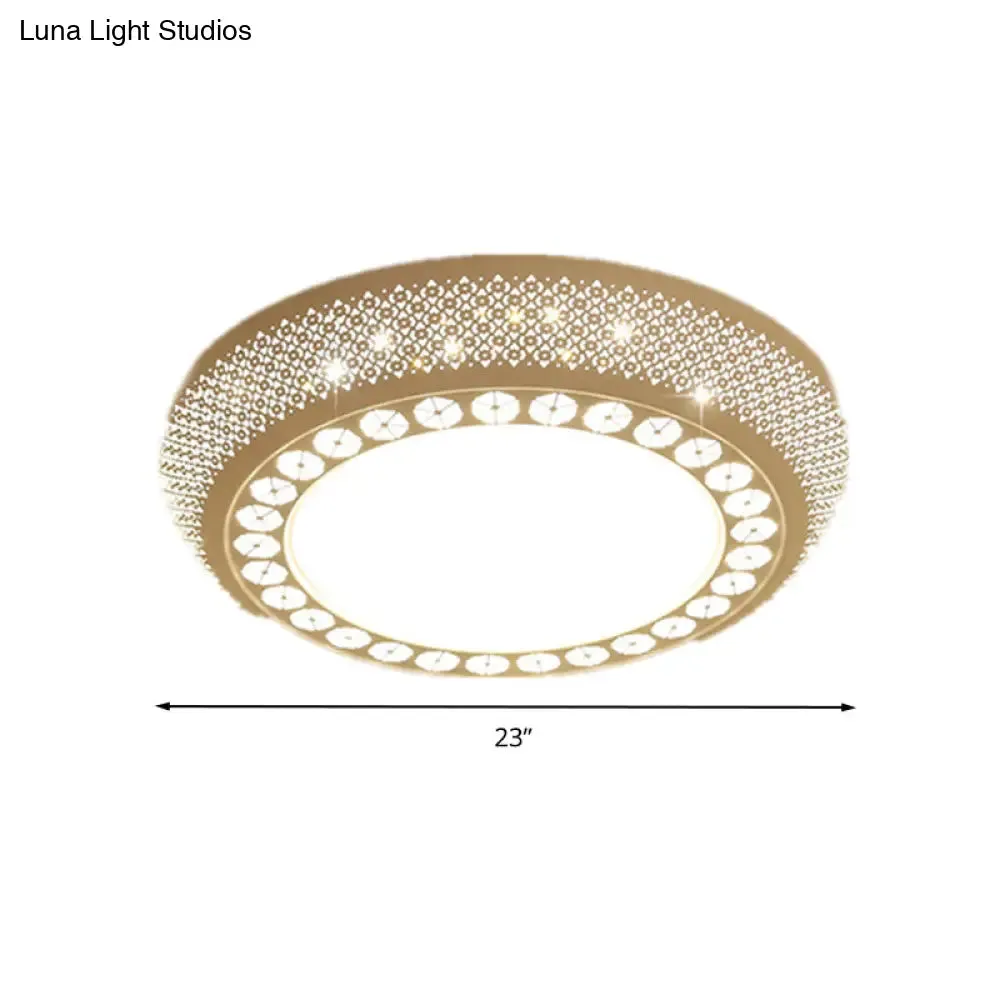 23"/35" W Flush Mount LED Ceiling Light: Simple Cutout Design, Acrylic, White, Bedroom Lighting in White/3 Color Light Options