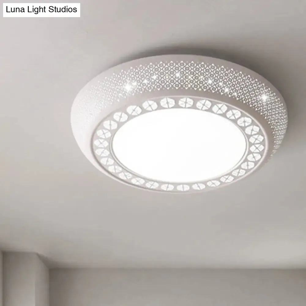 23"/35" W Flush Mount LED Ceiling Light: Simple Cutout Design, Acrylic, White, Bedroom Lighting in White/3 Color Light Options