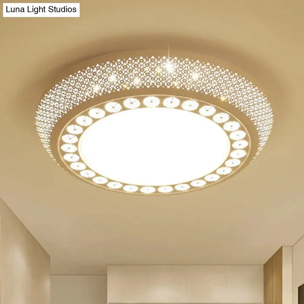 23"/35" W Flush Mount LED Ceiling Light: Simple Cutout Design, Acrylic, White, Bedroom Lighting in White/3 Color Light Options