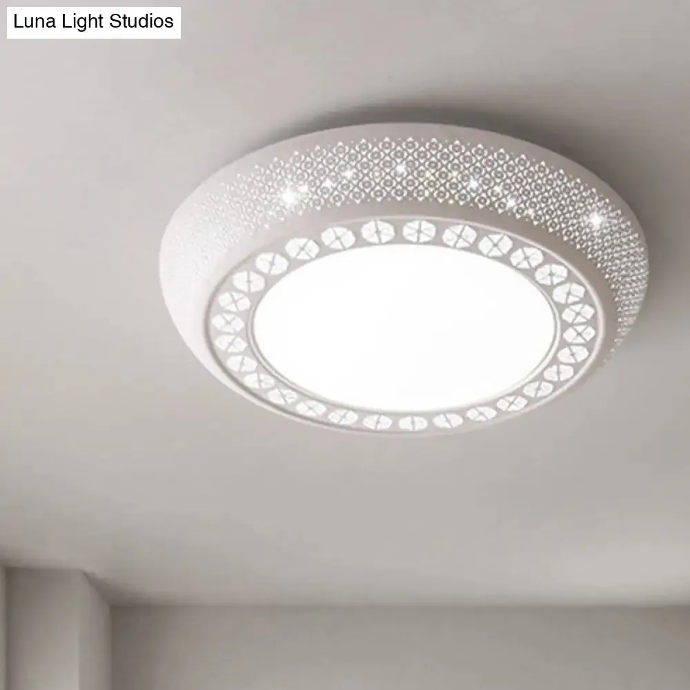 23"/35" W Flush Mount LED Ceiling Light: Simple Cutout Design, Acrylic, White, Bedroom Lighting in White/3 Color Light Options