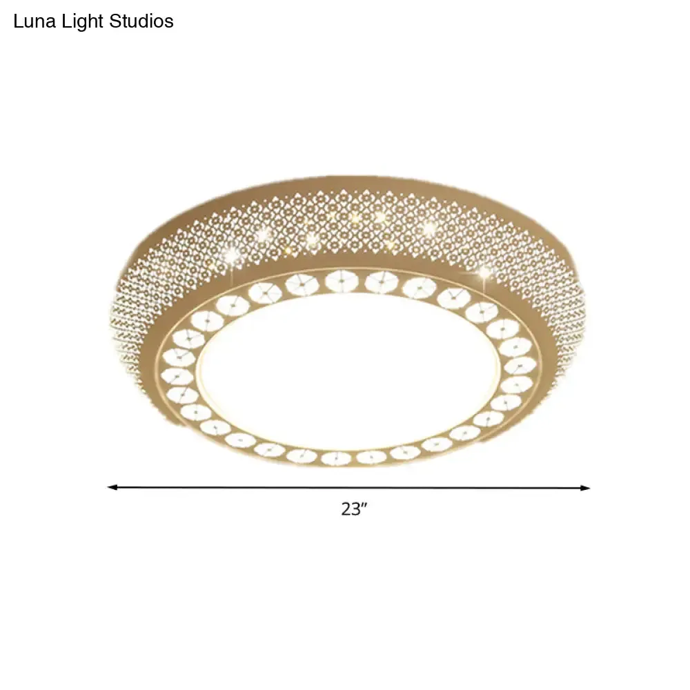 23"/35" W Flush Mount LED Ceiling Light: Simple Cutout Design, Acrylic, White, Bedroom Lighting in White/3 Color Light Options