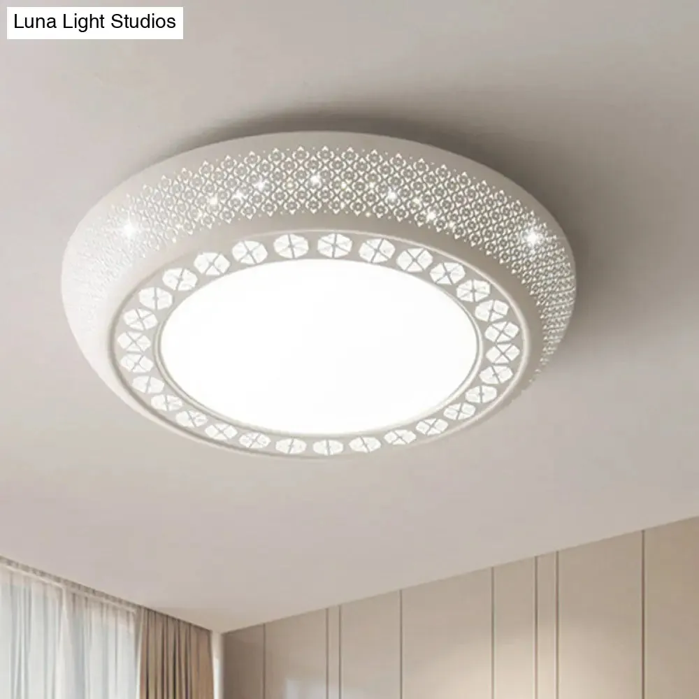 23"/35" W Flush Mount LED Ceiling Light: Simple Cutout Design, Acrylic, White, Bedroom Lighting in White/3 Color Light Options