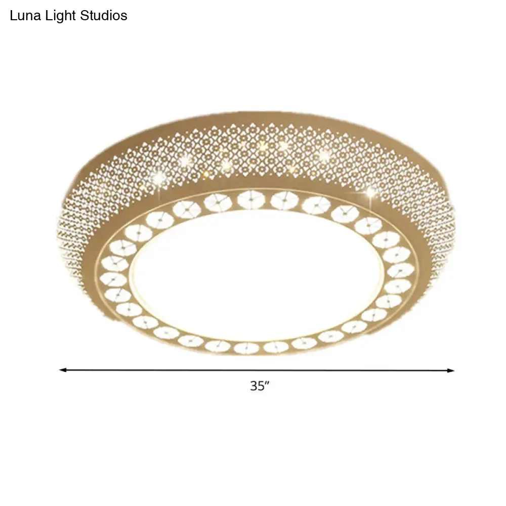 23"/35" W Flush Mount LED Ceiling Light: Simple Cutout Design, Acrylic, White, Bedroom Lighting in White/3 Color Light Options