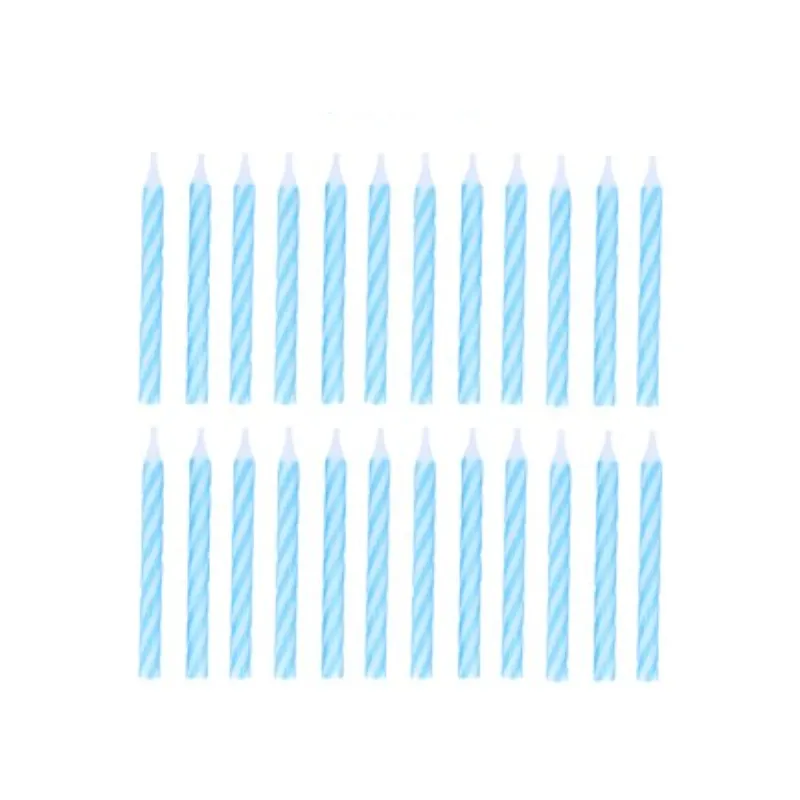 24 Blue Candles With Holders