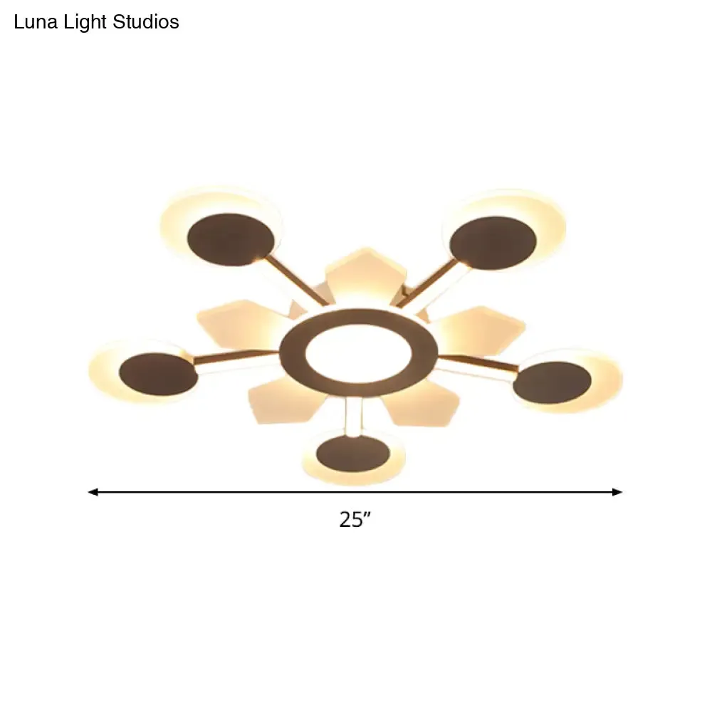 25"/31.5" W Coffee Floral Flush LED Ceiling Light - Modernist Acrylic Flushmount, Super Thin Design (Warm/White Light)