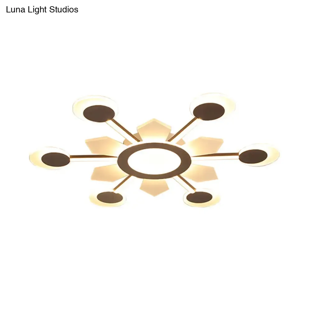 25"/31.5" W Coffee Floral Flush LED Ceiling Light - Modernist Acrylic Flushmount, Super Thin Design (Warm/White Light)