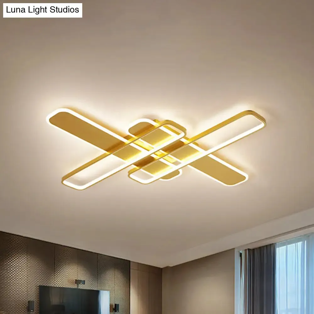 35.5"/43" W Cross Rectangle Flushmount LED Flush Light Fixture - Minimal Acrylic - White/Black/Gold