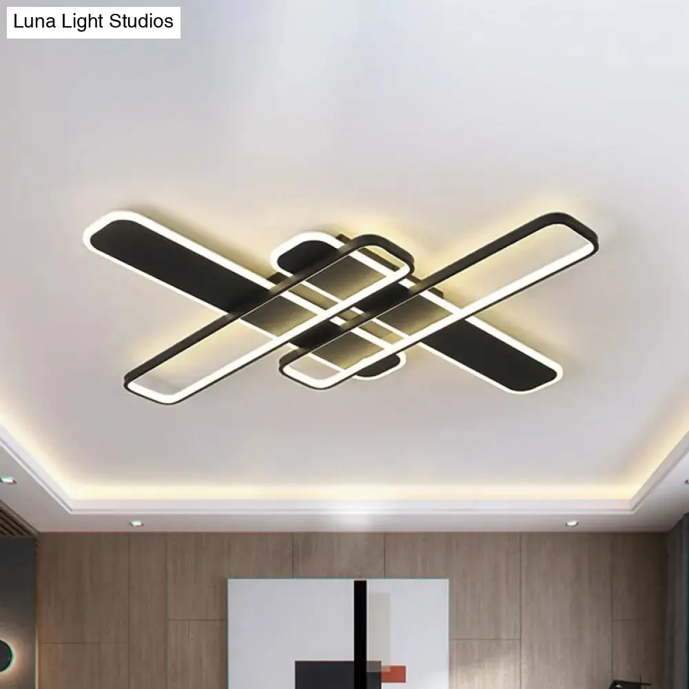 35.5"/43" W Cross Rectangle Flushmount LED Flush Light Fixture - Minimal Acrylic - White/Black/Gold