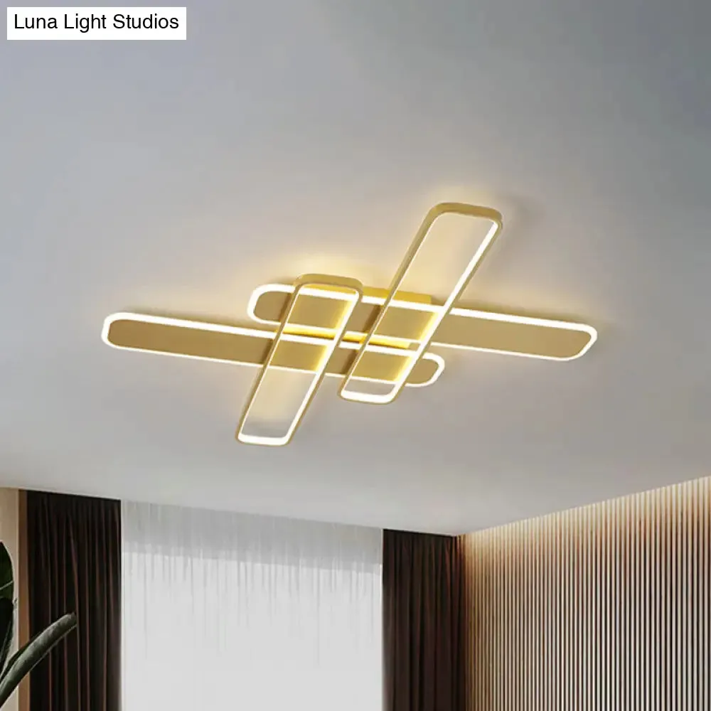 35.5"/43" W Cross Rectangle Flushmount LED Flush Light Fixture - Minimal Acrylic - White/Black/Gold
