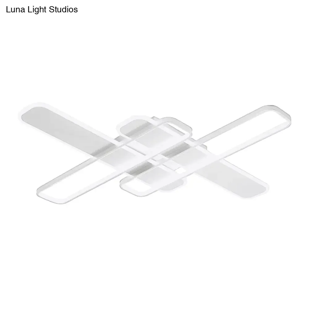 35.5"/43" W Cross Rectangle Flushmount LED Flush Light Fixture - Minimal Acrylic - White/Black/Gold