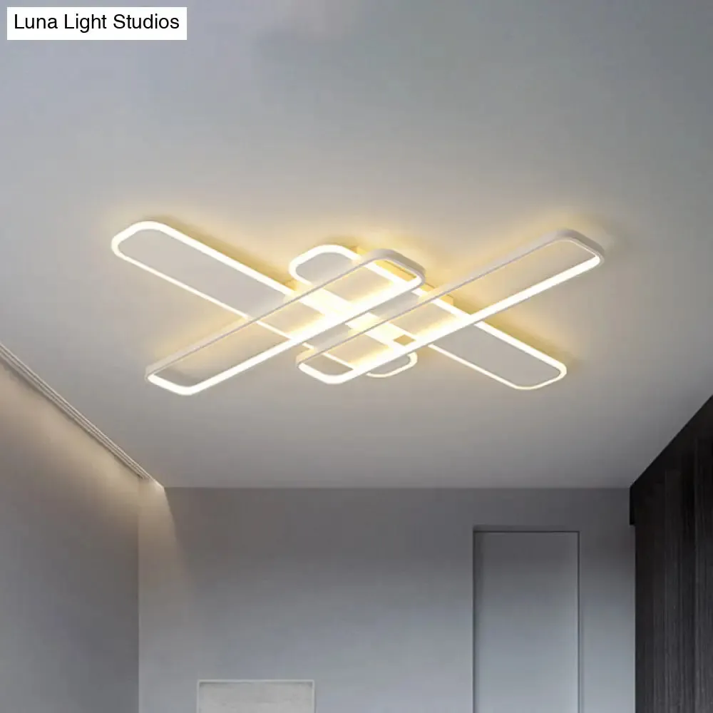 35.5"/43" W Cross Rectangle Flushmount LED Flush Light Fixture - Minimal Acrylic - White/Black/Gold