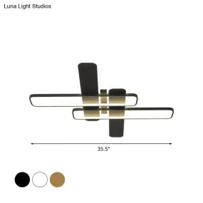 35.5"/43" W Cross Rectangle Flushmount LED Flush Light Fixture - Minimal Acrylic - White/Black/Gold
