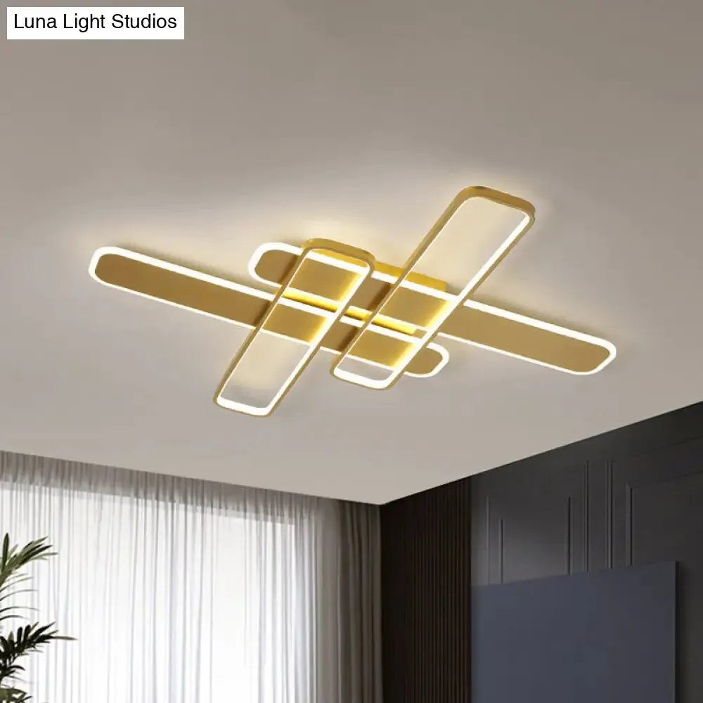35.5"/43" W Cross Rectangle Flushmount LED Flush Light Fixture - Minimal Acrylic - White/Black/Gold