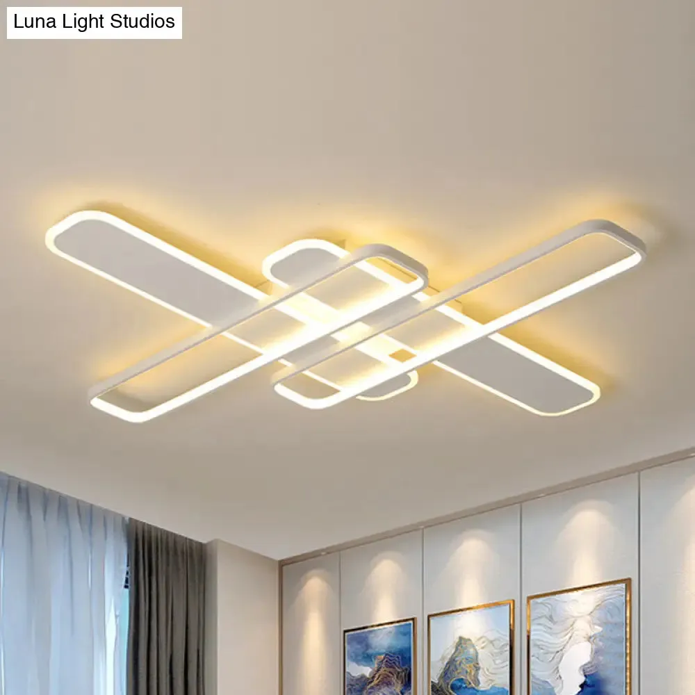 35.5"/43" W Cross Rectangle Flushmount LED Flush Light Fixture - Minimal Acrylic - White/Black/Gold