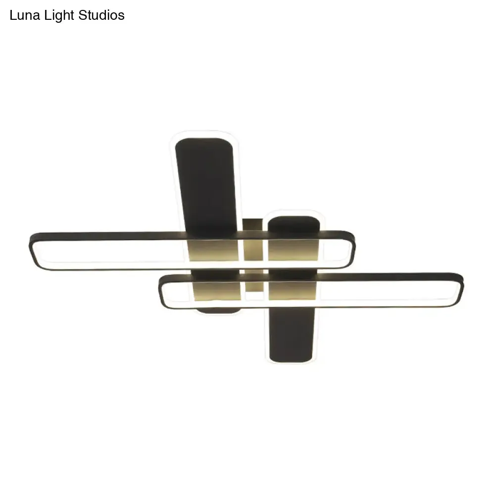 35.5"/43" W Cross Rectangle Flushmount LED Flush Light Fixture - Minimal Acrylic - White/Black/Gold