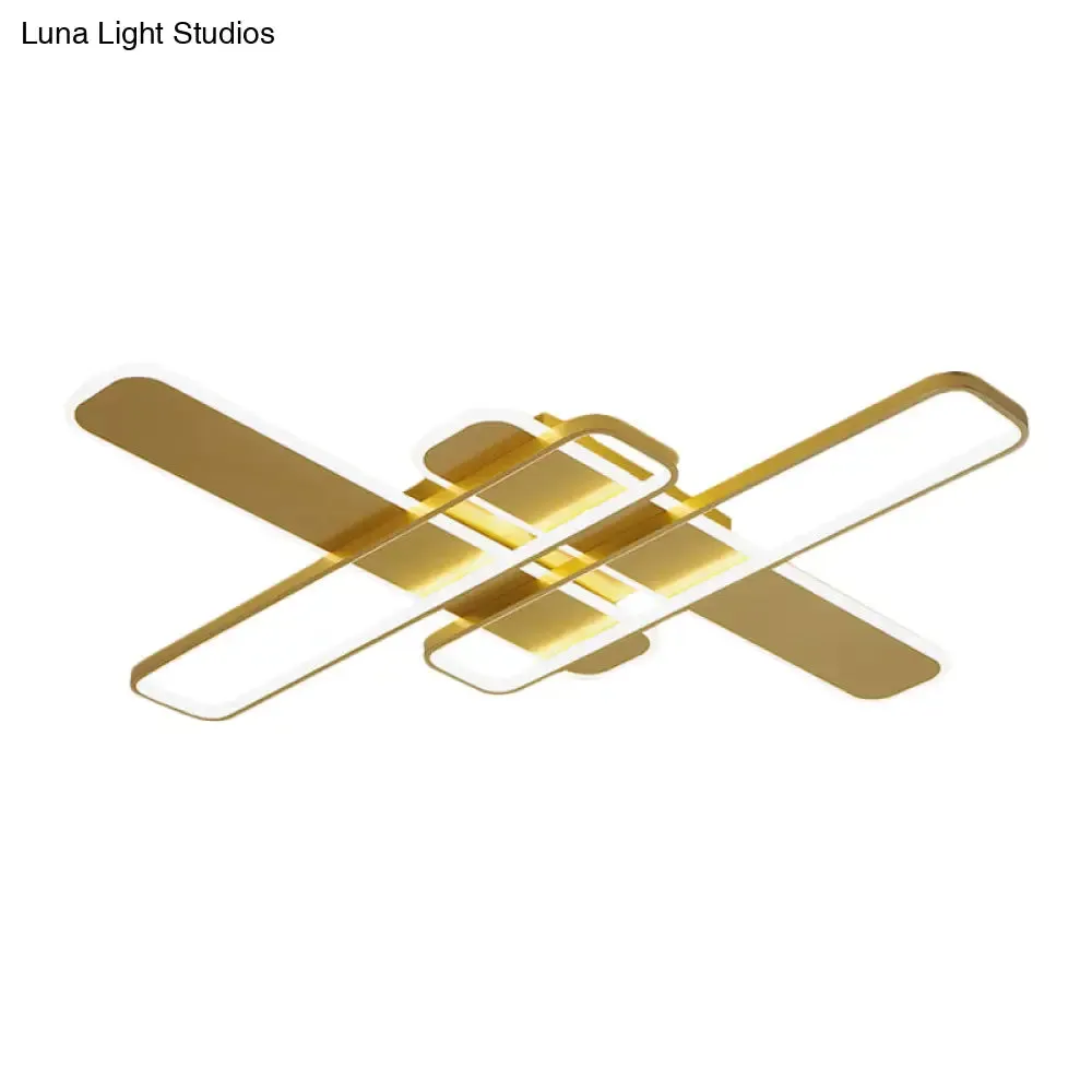35.5"/43" W Cross Rectangle Flushmount LED Flush Light Fixture - Minimal Acrylic - White/Black/Gold