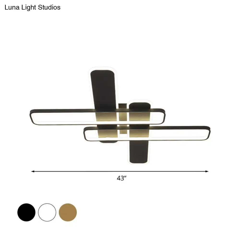 35.5"/43" W Cross Rectangle Flushmount LED Flush Light Fixture - Minimal Acrylic - White/Black/Gold