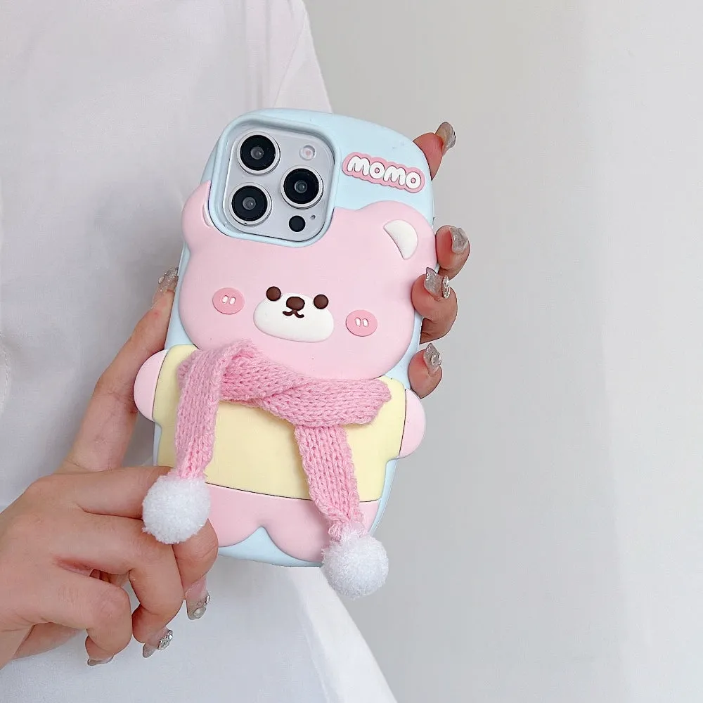3D Silicone Bear Soft Phone Case - iPhone 16 Pro Max