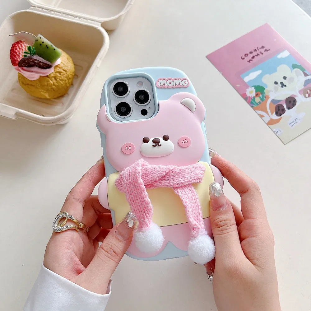 3D Silicone Bear Soft Phone Case - iPhone 16 Pro Max