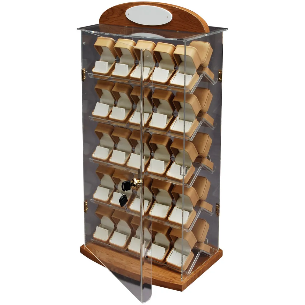 5-Level Acrylic & Beechwood Showcases w/Locking Doors