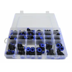 60pc Metric Pneumatic Push in Air Line Hose Joiner Grab Kit Assortment