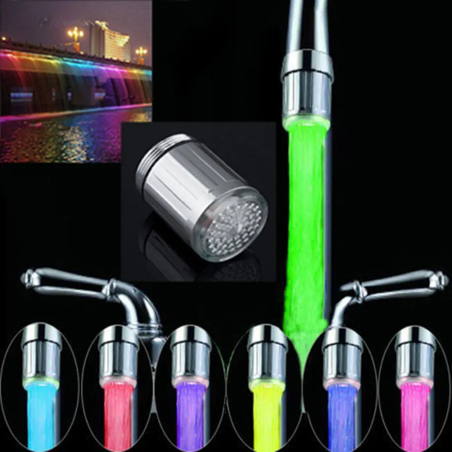 7 Colors Changing Glow LED Light faucet Creative kitchen LED Light Water faucets Water Stream Faucet Tap for Bathroom Kitchen