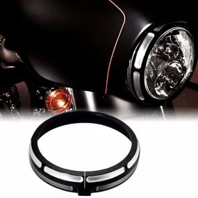 7" Burst Headlamp Trim Ring Headlight Cover For  Touring Street