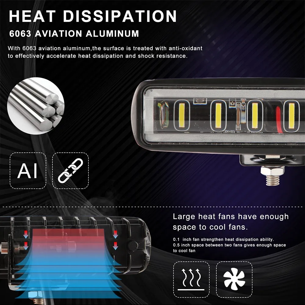 90W 6Inch Convex Lens 6LED Working Light 12V/24V 4x4 Automobile
