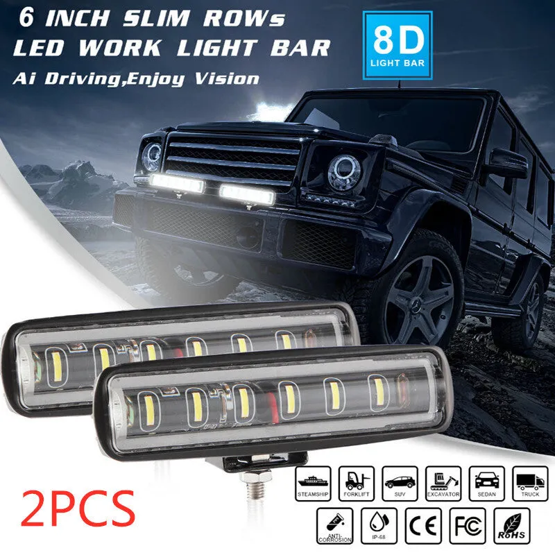 90W 6Inch Convex Lens 6LED Working Light 12V/24V 4x4 Automobile
