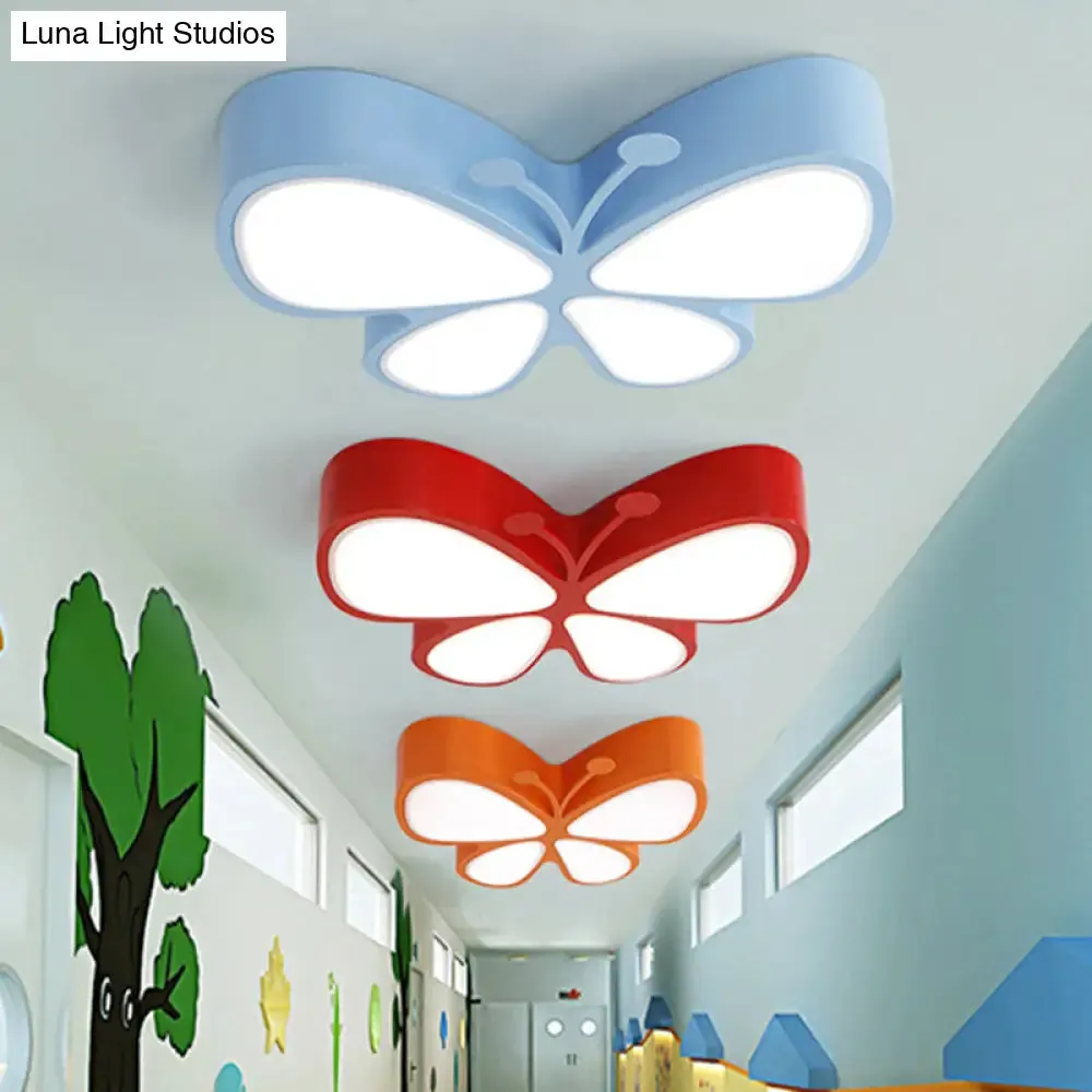 Acrylic LED Flush Mount Ceiling Light for Kindergarten with Butterfly Design