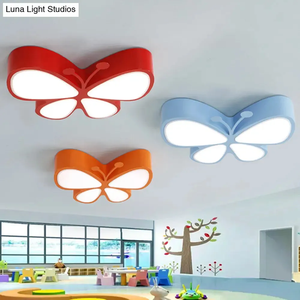 Acrylic LED Flush Mount Ceiling Light for Kindergarten with Butterfly Design