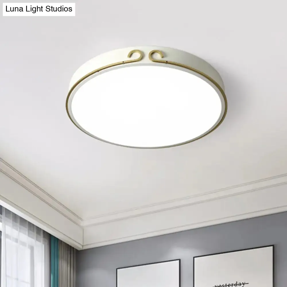 Acrylic LED Round Flushmount Macaron Fixture in White/Grey/Green - Headband Deco