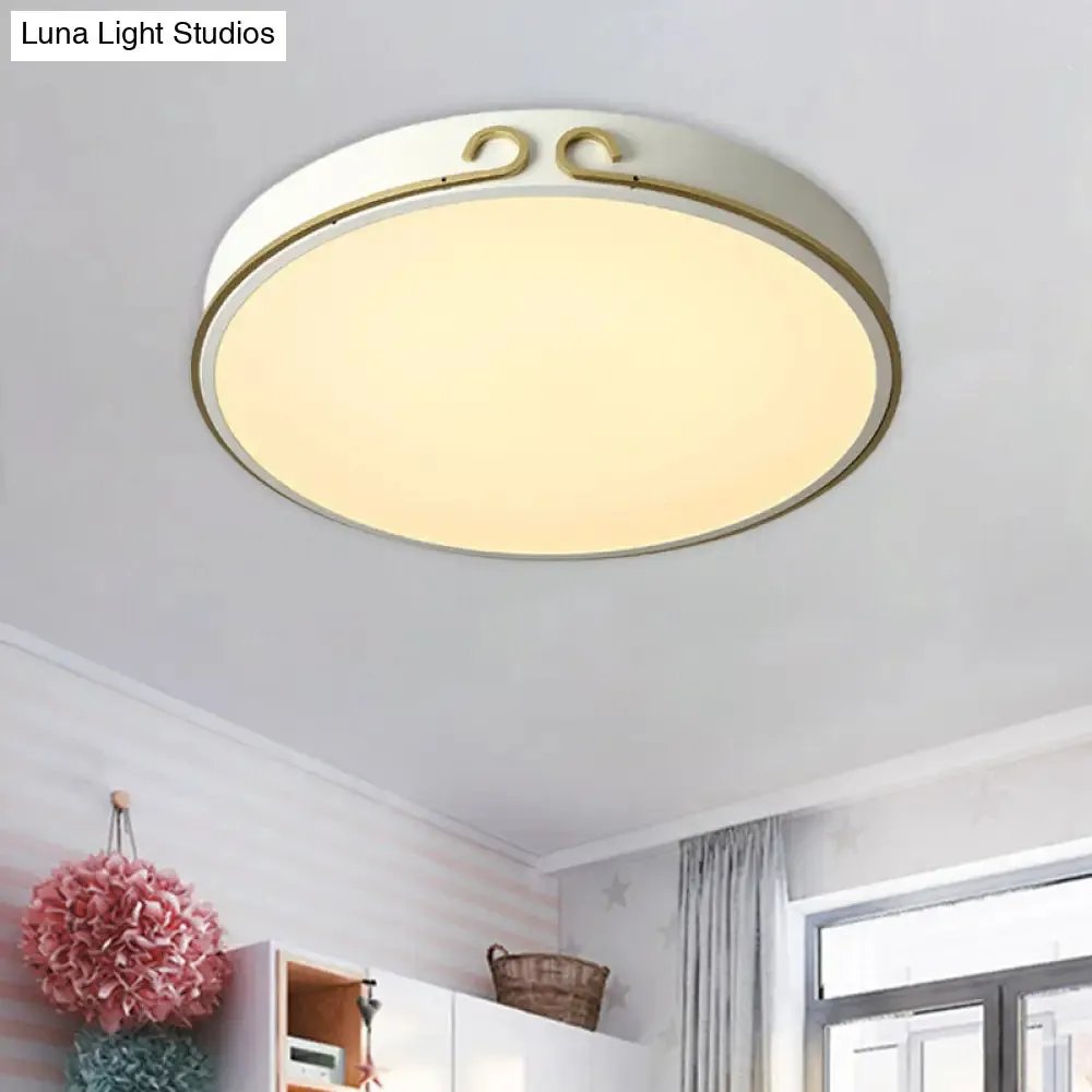 Acrylic LED Round Flushmount Macaron Fixture in White/Grey/Green - Headband Deco