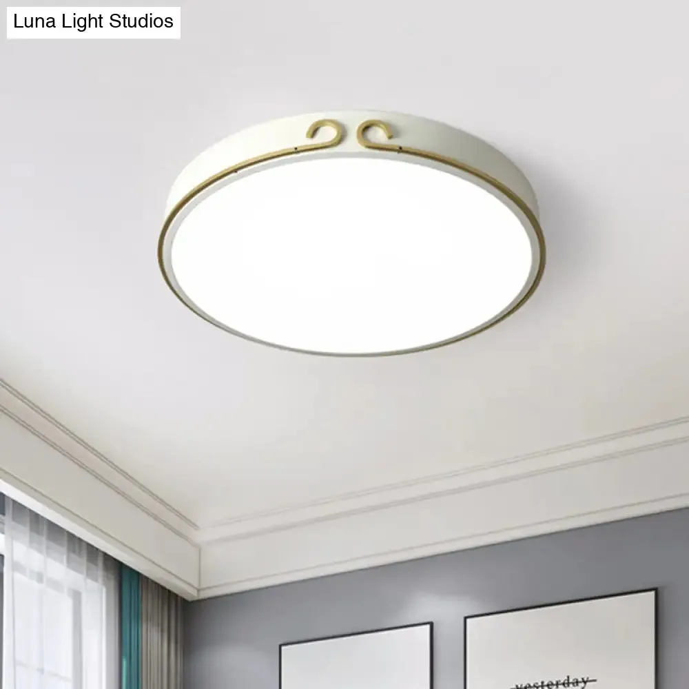 Acrylic LED Round Flushmount Macaron Fixture in White/Grey/Green - Headband Deco