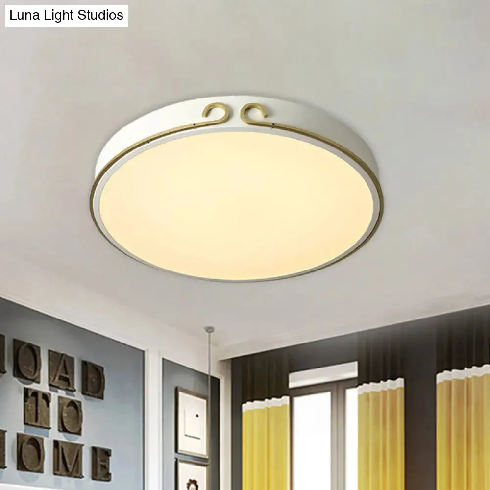 Acrylic LED Round Flushmount Macaron Fixture in White/Grey/Green - Headband Deco