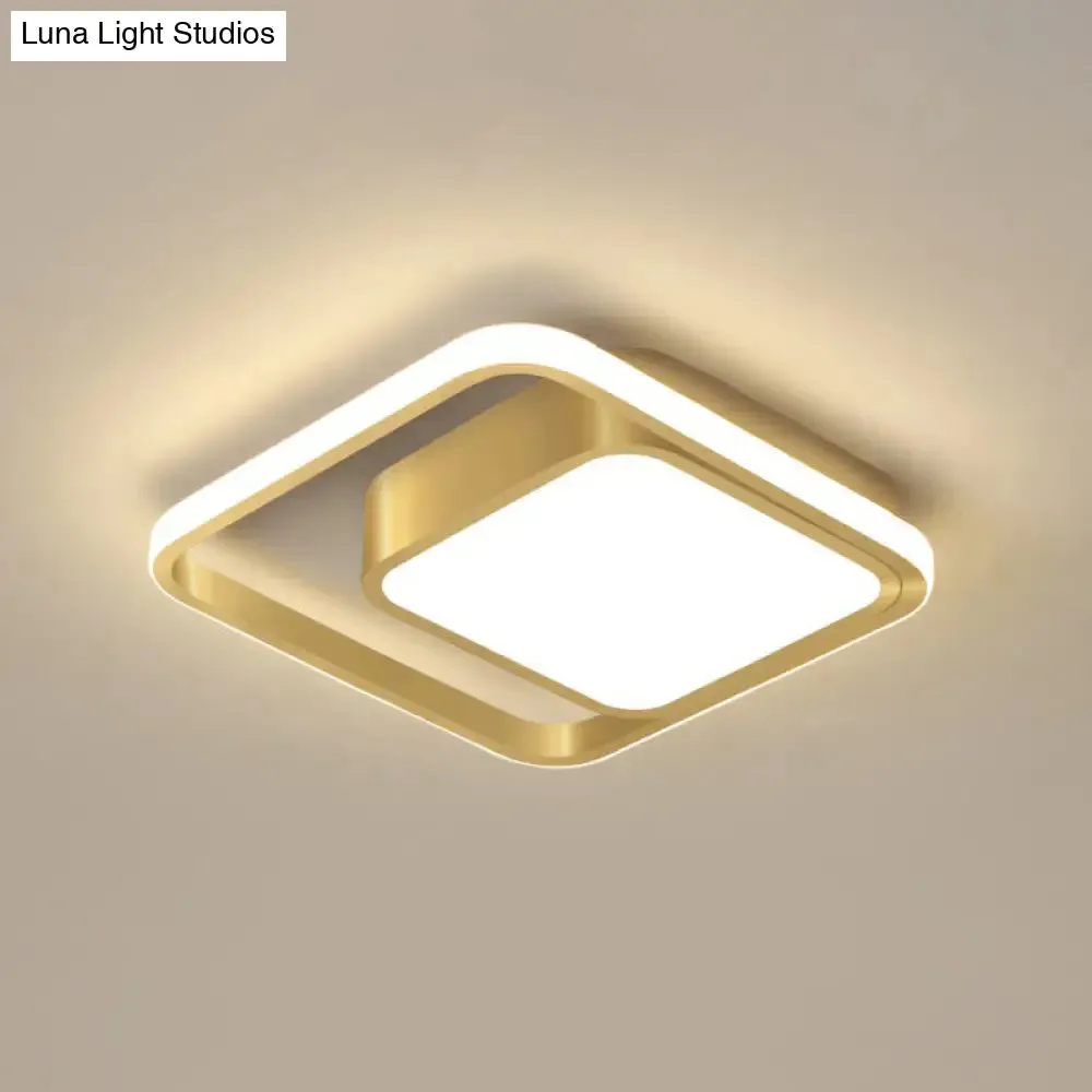 Acrylic Minimalist LED Flush Mount Ceiling Light in Gold for Square Hallways