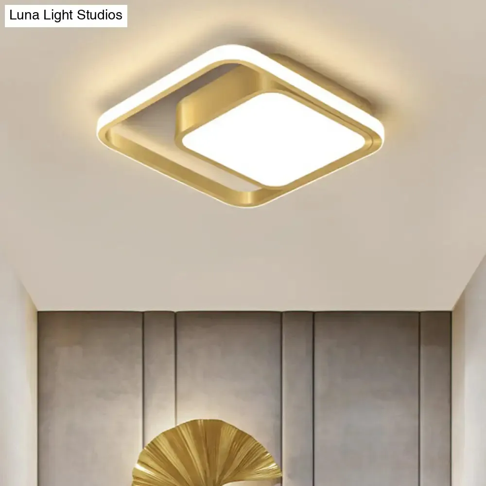 Acrylic Minimalist LED Flush Mount Ceiling Light in Gold for Square Hallways