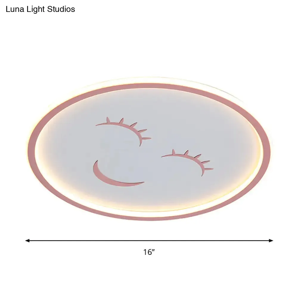 Acrylic Smiling Face Ceiling Light Fixture - Cartoon LED Flush Mount Lamp in Pink with Warm/White Light