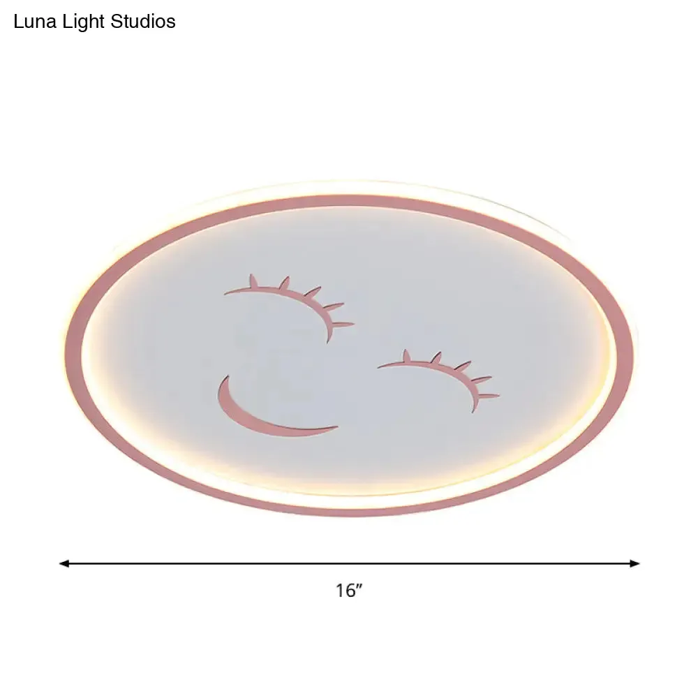 Acrylic Smiling Face Ceiling Light Fixture - Cartoon LED Flush Mount Lamp in Pink with Warm/White Light