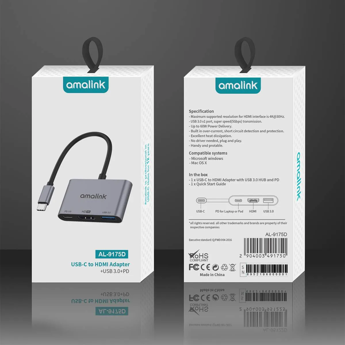 Amalink 9175D 3 in 1 Type-C to HDMI Adapter