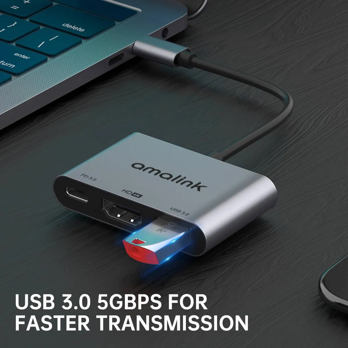 Amalink 9175D 3 in 1 Type-C to HDMI Adapter