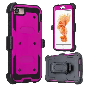 Apple iPhone 7 Case, Triple Protection 3-in-1 Heavy Duty Holster Shell Combo Case Cover for iPhone 7 - Purple