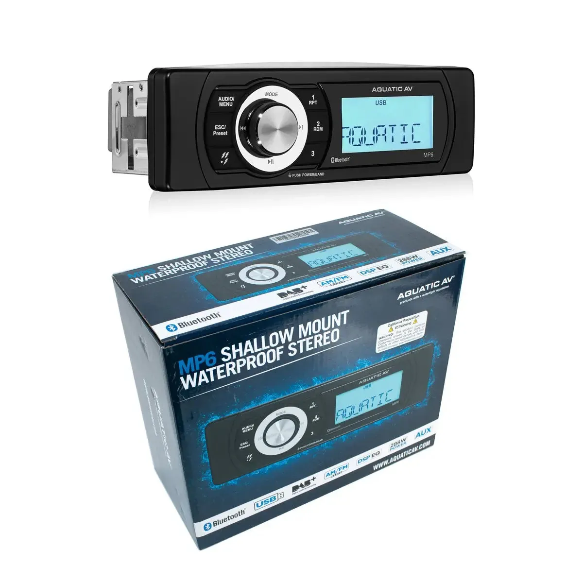 Aquatic Av MP6 Marine Stereo & NK2-116W 6.5" 2-Way Coaxial Marine Speakers