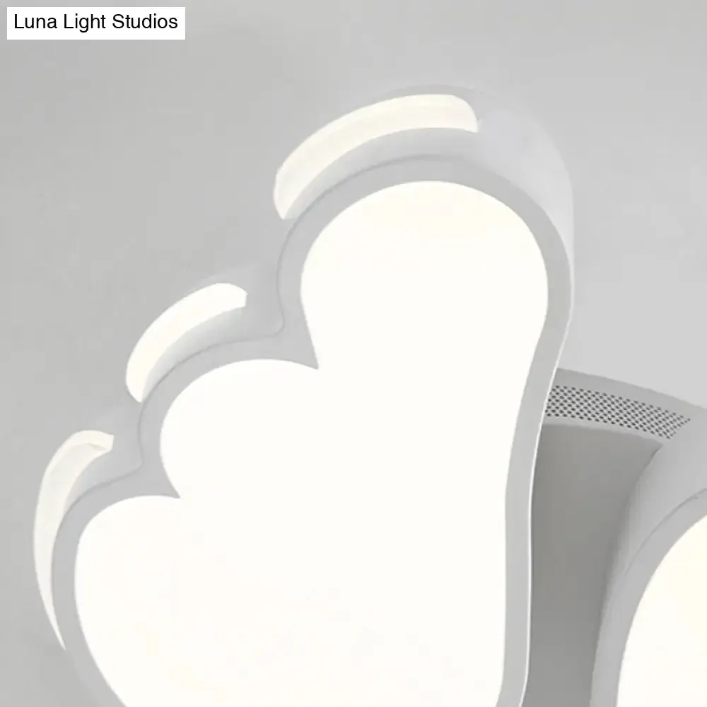 Art Deco Acrylic Flush Mount Ceiling Light - White Angel Design for Kid's Bedroom